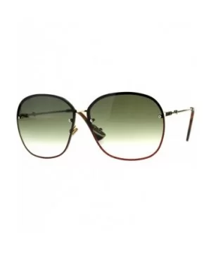 Womens Half Rim Sunglasses Glitter Edge Designer Fashion Shades - Gold (Green) - CW18EIES4ME $9.81 Square