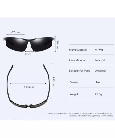 Men's Aluminum Magnesium Polarizing Sunglasses Half-frame Driving Sunglasses Outdoor Riding Sunglasses - D - C918Q6ZMWGL $31....