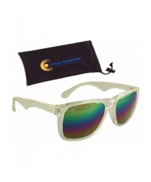 Rainbow Reflective Sunglasses - Mirrored Rainbow Lens - Retro Style - UV400 - Clear - CL18E94U7WI $12.89 Round