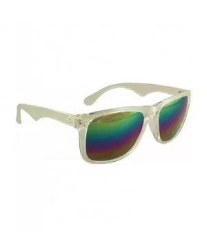 Rainbow Reflective Sunglasses - Mirrored Rainbow Lens - Retro Style - UV400 - Clear - CL18E94U7WI $12.89 Round