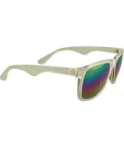 Rainbow Reflective Sunglasses - Mirrored Rainbow Lens - Retro Style - UV400 - Clear - CL18E94U7WI $12.89 Round