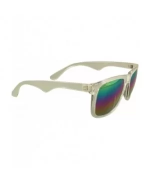 Rainbow Reflective Sunglasses - Mirrored Rainbow Lens - Retro Style - UV400 - Clear - CL18E94U7WI $12.89 Round