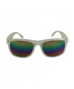 Rainbow Reflective Sunglasses - Mirrored Rainbow Lens - Retro Style - UV400 - Clear - CL18E94U7WI $12.89 Round