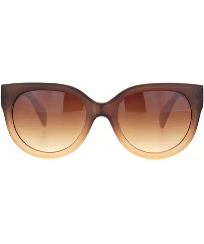 Womens Mod Boyfriend Fashion Minimal Plastic Sunglasses - Brown Gradient Brown - C218OCZ2KST $11.30 Round