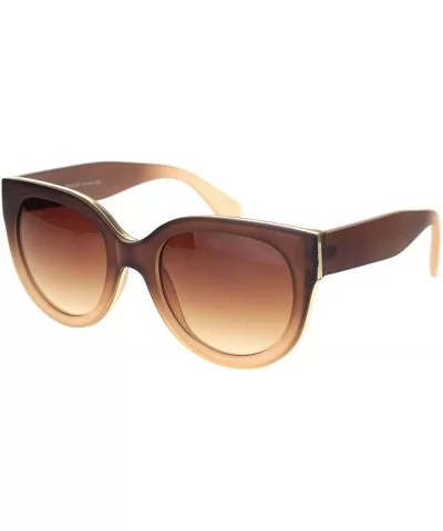 Womens Mod Boyfriend Fashion Minimal Plastic Sunglasses - Brown Gradient Brown - C218OCZ2KST $11.30 Round