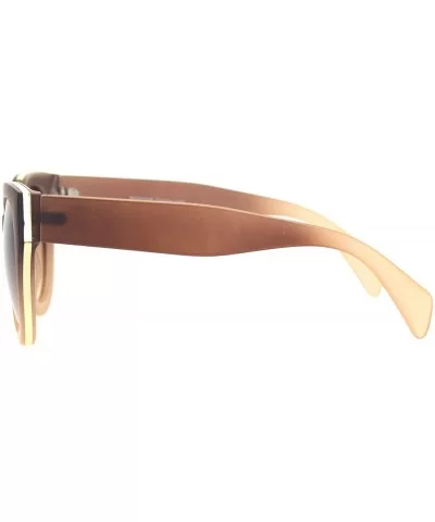 Womens Mod Boyfriend Fashion Minimal Plastic Sunglasses - Brown Gradient Brown - C218OCZ2KST $11.30 Round