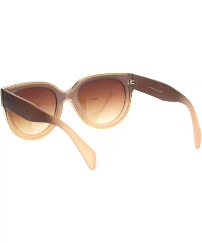 Womens Mod Boyfriend Fashion Minimal Plastic Sunglasses - Brown Gradient Brown - C218OCZ2KST $11.30 Round