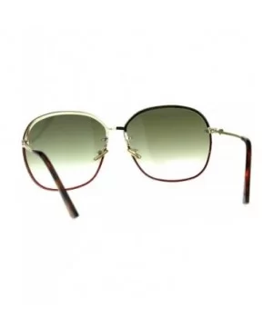 Womens Half Rim Sunglasses Glitter Edge Designer Fashion Shades - Gold (Green) - CW18EIES4ME $9.81 Square