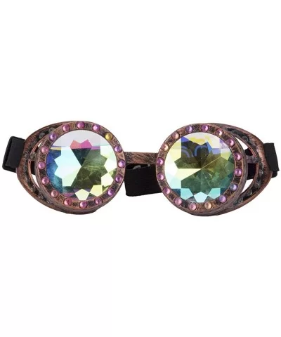 Rainbow Prism Kaleidoscope Glasses Victorian Style Steampunk Goggles - Brass - C118SZWKD5Z $6.86 Round