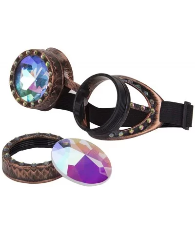 Rainbow Prism Kaleidoscope Glasses Victorian Style Steampunk Goggles - Brass - C118SZWKD5Z $6.86 Round