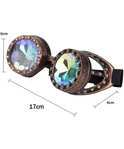 Rainbow Prism Kaleidoscope Glasses Victorian Style Steampunk Goggles - Brass - C118SZWKD5Z $6.86 Round