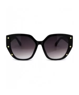 Womens Pyramid Stud Geometric Butterfly Sunglasses - Black Gold Smoke - CF18YW9NIDS $5.84 Butterfly