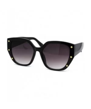 Womens Pyramid Stud Geometric Butterfly Sunglasses - Black Gold Smoke - CF18YW9NIDS $5.84 Butterfly