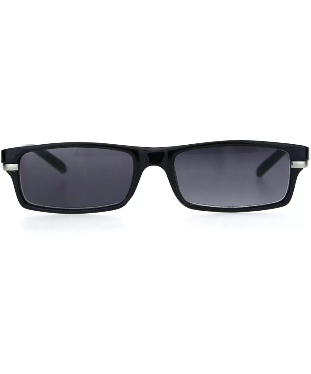 Mens Narrow Rectangular Plastic Powered Reader Lens Reading Sunglasses - Black - CF18HLGWRL3 $7.78 Rectangular