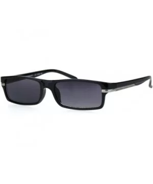 Mens Narrow Rectangular Plastic Powered Reader Lens Reading Sunglasses - Black - CF18HLGWRL3 $7.78 Rectangular