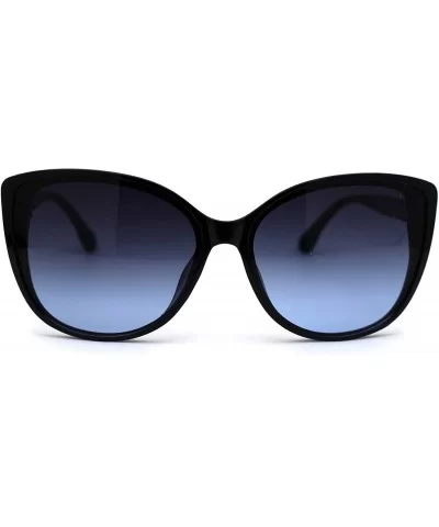 Womens Oversize Cat Eye Jewel Hinge Plastic Sunglasses - Black Silver Blue - CY197MC8O4H $6.28 Oversized