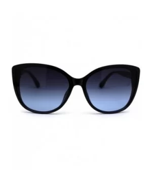 Womens Oversize Cat Eye Jewel Hinge Plastic Sunglasses - Black Silver Blue - CY197MC8O4H $6.28 Oversized