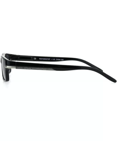 Mens Narrow Rectangular Plastic Powered Reader Lens Reading Sunglasses - Black - CF18HLGWRL3 $7.78 Rectangular