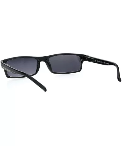 Mens Narrow Rectangular Plastic Powered Reader Lens Reading Sunglasses - Black - CF18HLGWRL3 $7.78 Rectangular