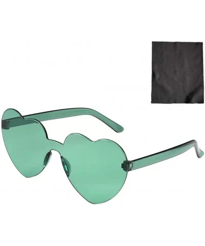 Love Heart Shaped Rimless Sunglasses PC Frame Resin Lens Sunglasses UV400 Sunglasses - Green - CV199XU3E5R $3.26 Oversized