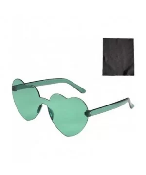 Love Heart Shaped Rimless Sunglasses PC Frame Resin Lens Sunglasses UV400 Sunglasses - Green - CV199XU3E5R $3.26 Oversized