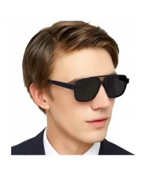 Polarized Aviator Sunglasses with UV Protection for Men TR90 Frame Classis Sunglasses Eyewear - Black Blue - CQ18WNMYAM9 $12....