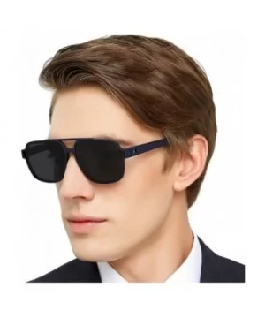 Polarized Aviator Sunglasses with UV Protection for Men TR90 Frame Classis Sunglasses Eyewear - Black Blue - CQ18WNMYAM9 $12....