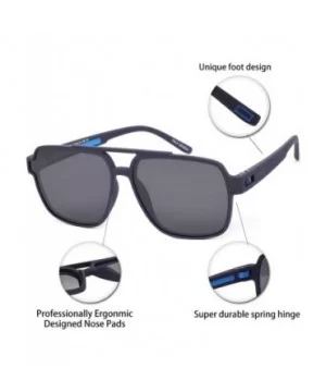 Polarized Aviator Sunglasses with UV Protection for Men TR90 Frame Classis Sunglasses Eyewear - Black Blue - CQ18WNMYAM9 $12....