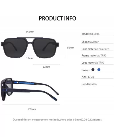 Polarized Aviator Sunglasses with UV Protection for Men TR90 Frame Classis Sunglasses Eyewear - Black Blue - CQ18WNMYAM9 $12....