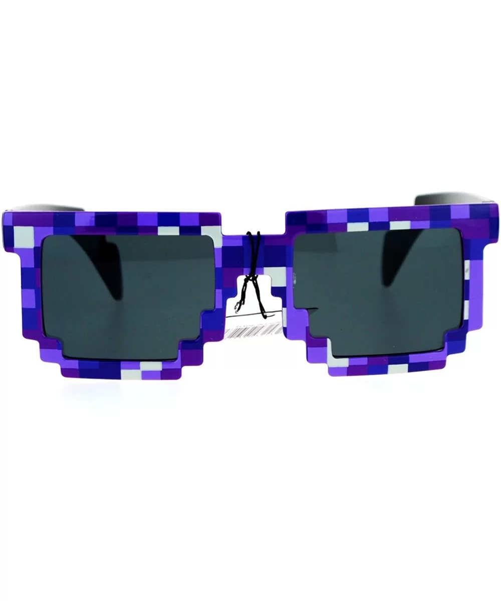 Pixelated 8 Bit Retro Video Game Horned Sunglasses - Purple - CV12JDH3KAX $5.59 Wayfarer