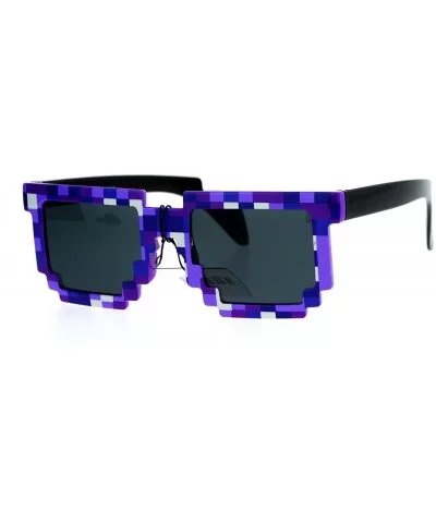 Pixelated 8 Bit Retro Video Game Horned Sunglasses - Purple - CV12JDH3KAX $5.59 Wayfarer