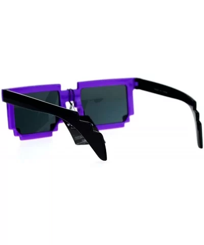 Pixelated 8 Bit Retro Video Game Horned Sunglasses - Purple - CV12JDH3KAX $5.59 Wayfarer