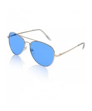 Classic Aviator Sunglasses Metal Frame Colored Lens Glasses UV400 Protection - Colored Lens Blue - C918K0RWCR9 $8.79 Round