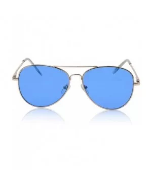 Classic Aviator Sunglasses Metal Frame Colored Lens Glasses UV400 Protection - Colored Lens Blue - C918K0RWCR9 $8.79 Round