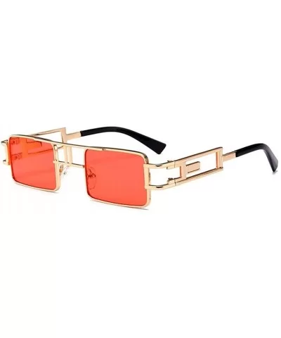 Hollow Legs Square Sunglasses for Women and Men Small Size Alloy Frame Sun Glasses UV400 - C4 Gold Red - CI198GE2D07 $8.55 Sq...