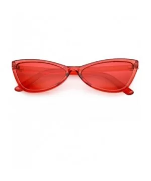 Translucent Retro Cat Eye Sunglasses For Women Color Tinted Lens 57mm - Red - CZ12KCNPS6R $8.90 Cat Eye