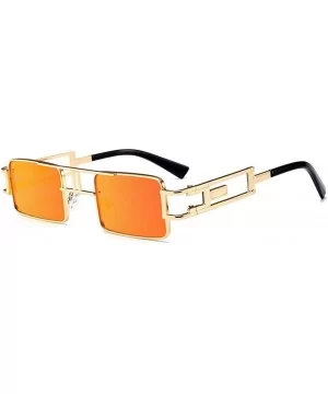 Hollow Legs Square Sunglasses for Women and Men Small Size Alloy Frame Sun Glasses UV400 - C4 Gold Red - CI198GE2D07 $8.55 Sq...