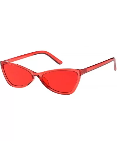 Translucent Retro Cat Eye Sunglasses For Women Color Tinted Lens 57mm - Red - CZ12KCNPS6R $8.90 Cat Eye