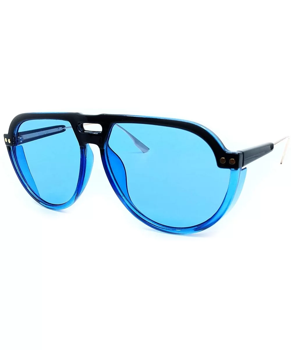 8284 Oversize Aviator XL New Pop Classic Candy Funky Fashion Tint Designer Flat Top Womens Mens Sunglasses - Blue - CN18IYQ8I...