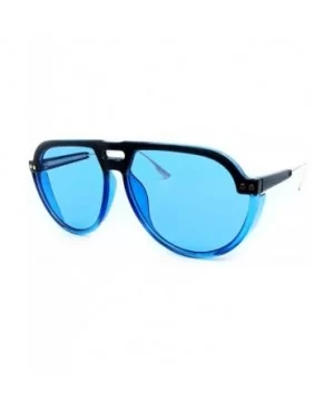 8284 Oversize Aviator XL New Pop Classic Candy Funky Fashion Tint Designer Flat Top Womens Mens Sunglasses - Blue - CN18IYQ8I...