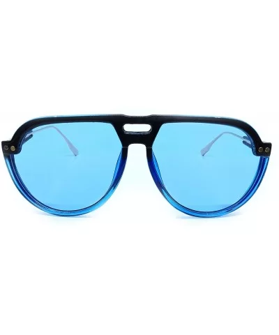 8284 Oversize Aviator XL New Pop Classic Candy Funky Fashion Tint Designer Flat Top Womens Mens Sunglasses - Blue - CN18IYQ8I...