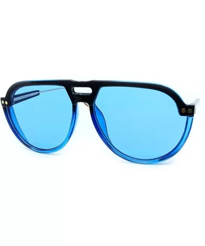 8284 Oversize Aviator XL New Pop Classic Candy Funky Fashion Tint Designer Flat Top Womens Mens Sunglasses - Blue - CN18IYQ8I...