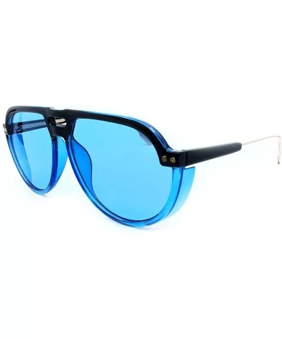 8284 Oversize Aviator XL New Pop Classic Candy Funky Fashion Tint Designer Flat Top Womens Mens Sunglasses - Blue - CN18IYQ8I...