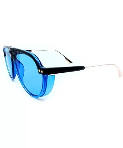 8284 Oversize Aviator XL New Pop Classic Candy Funky Fashion Tint Designer Flat Top Womens Mens Sunglasses - Blue - CN18IYQ8I...