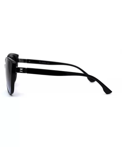 Womens Oversize Cat Eye Jewel Hinge Plastic Sunglasses - Black Silver Blue - CY197MC8O4H $6.28 Oversized