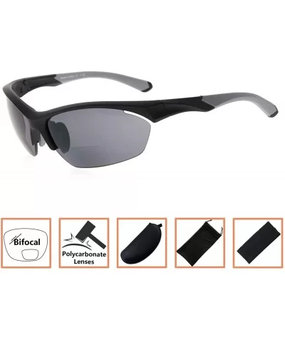 Retro Mens Womens Sports Half-Rimless Bifocal Sunglasses - Black Frame/Grey Arm - CH189X65COX $13.76 Rimless