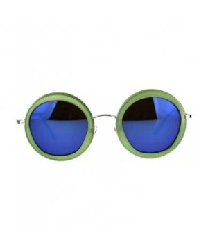 Womens Double Rim Designer Fashion Round Circle Lens Sunglasses - Green Blue - C318CR0DI5Y $6.01 Round