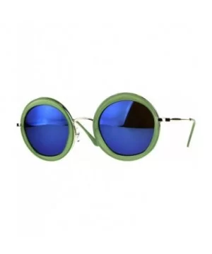 Womens Double Rim Designer Fashion Round Circle Lens Sunglasses - Green Blue - C318CR0DI5Y $6.01 Round