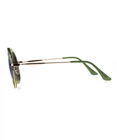 Womens Double Rim Designer Fashion Round Circle Lens Sunglasses - Green Blue - C318CR0DI5Y $6.01 Round