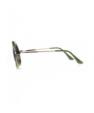 Womens Double Rim Designer Fashion Round Circle Lens Sunglasses - Green Blue - C318CR0DI5Y $6.01 Round